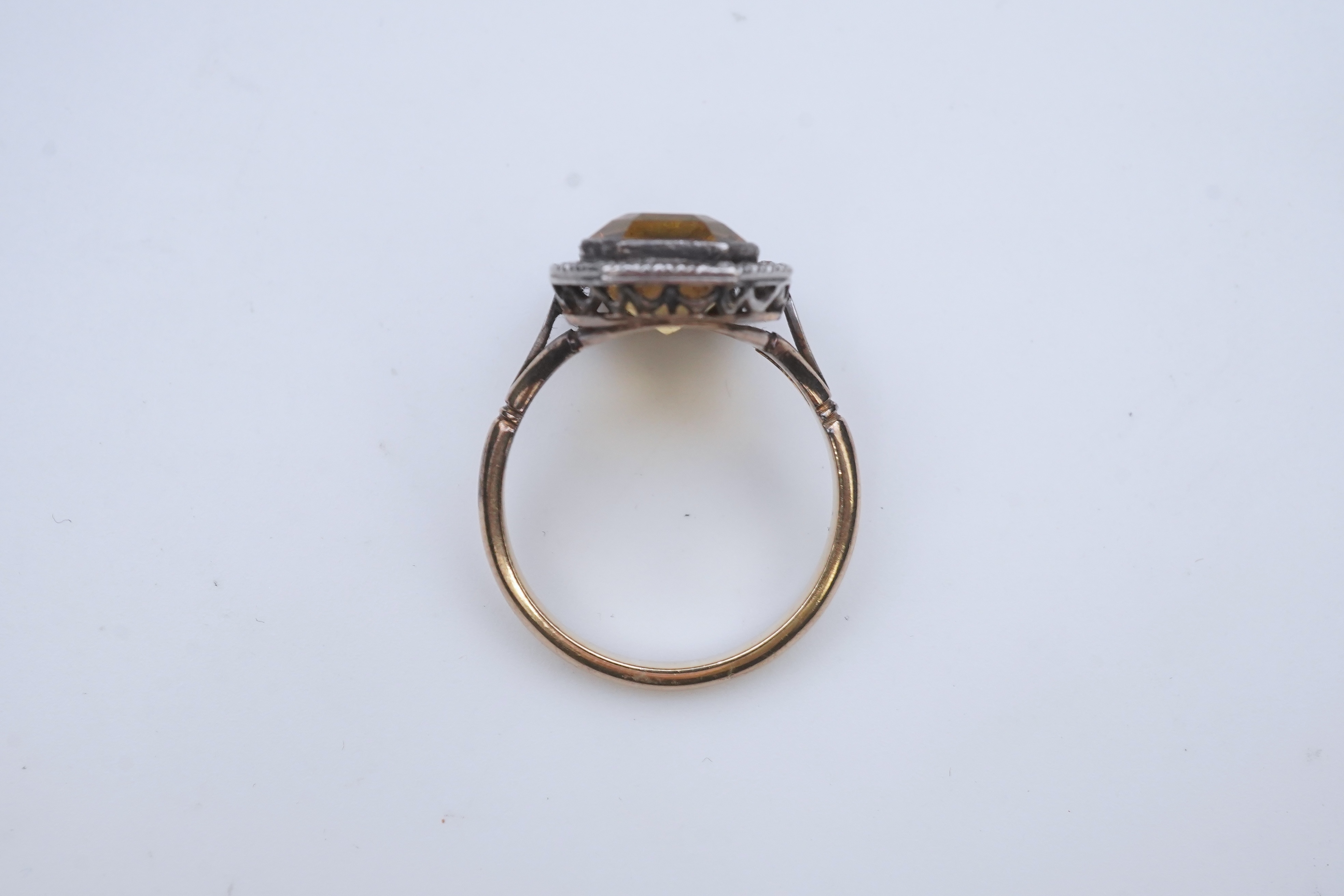 A citrine and diamond ring, early 20th century